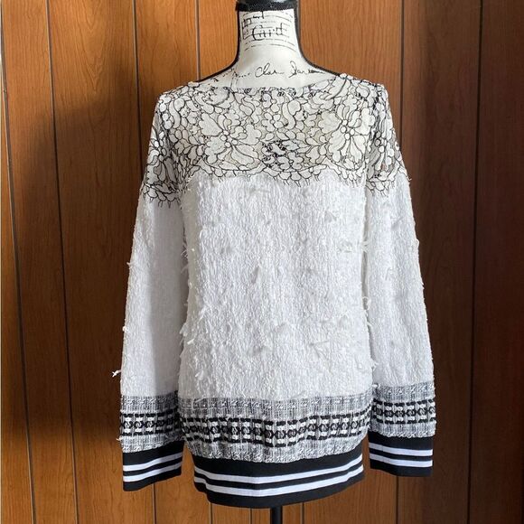 FREDERICK ANDERSON Lace-Trimmed Tweed Sweatshirt size 8 - Picture 5 of 13